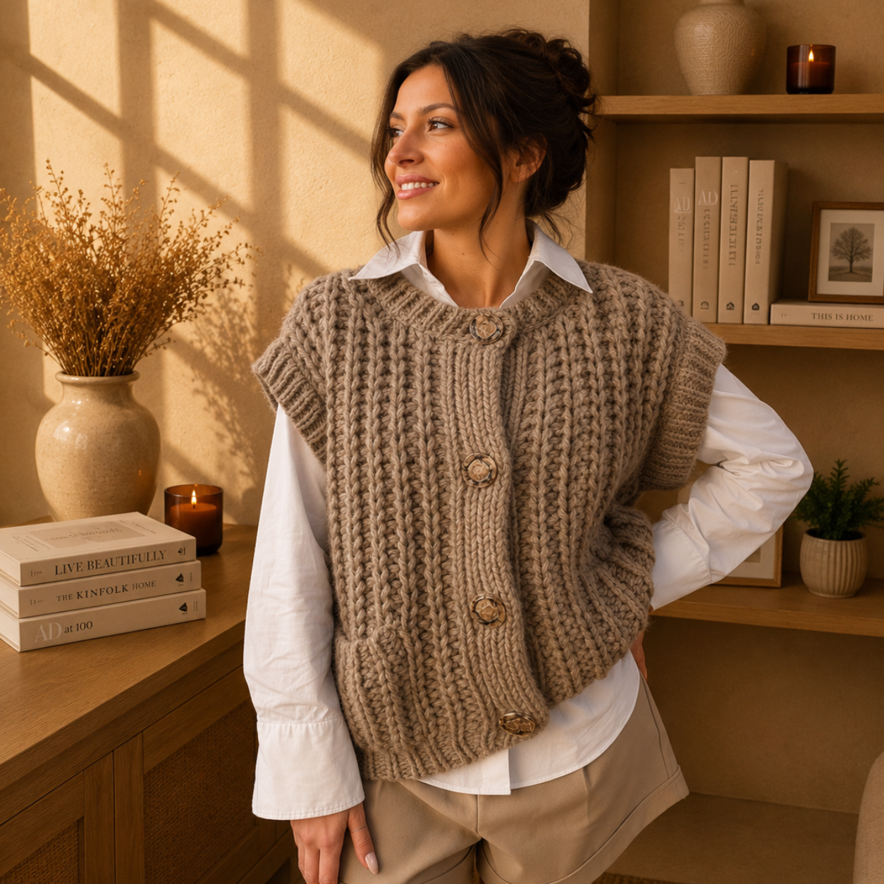 COMO Taupe - Gilet maille sans manche -40%