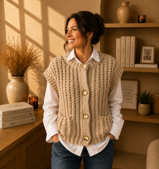 COMO Beige -  Gilet sans manches en maille -40%