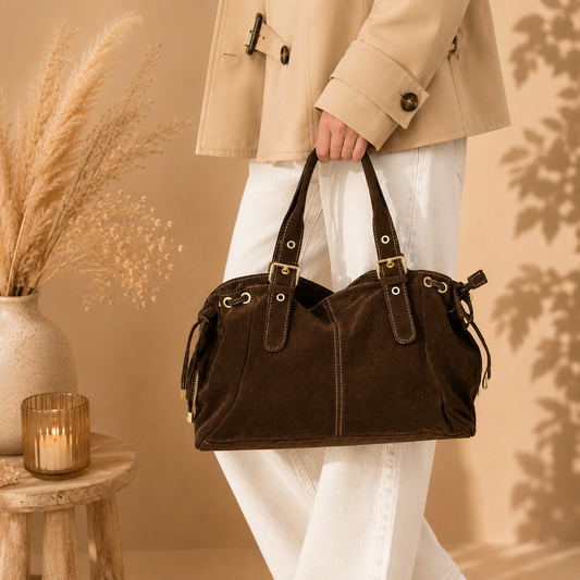 MADISON Chocolat - Sac en cuir suédé -40%