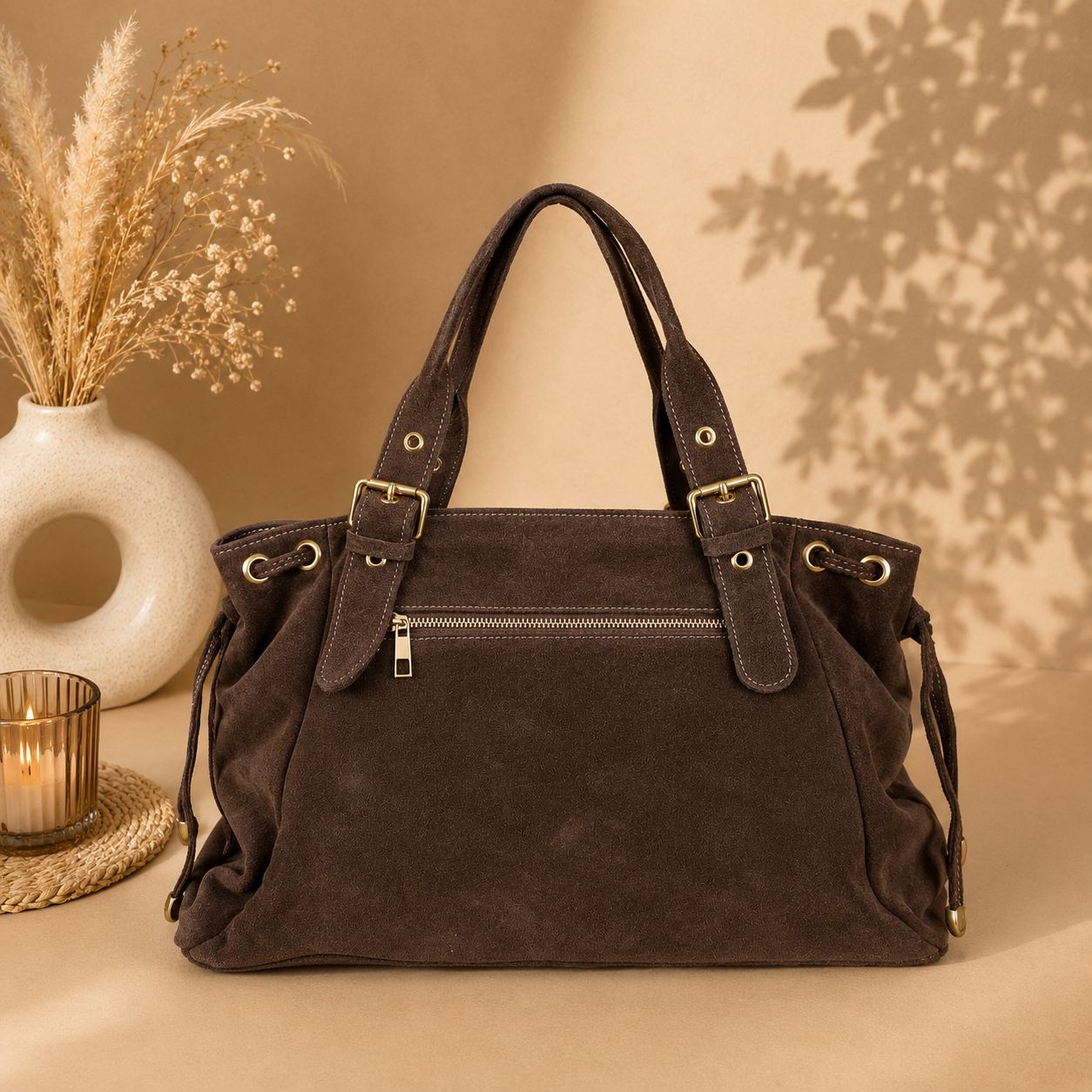 MADISON Chocolat - Sac en cuir suédé -40%