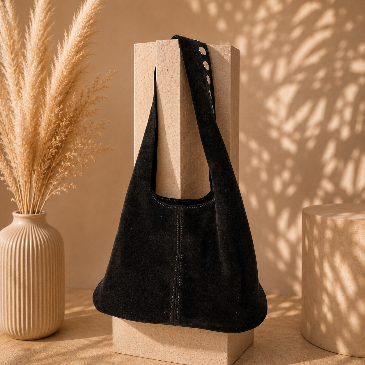 ELODIE Chocolat - Sac en cuir suédé