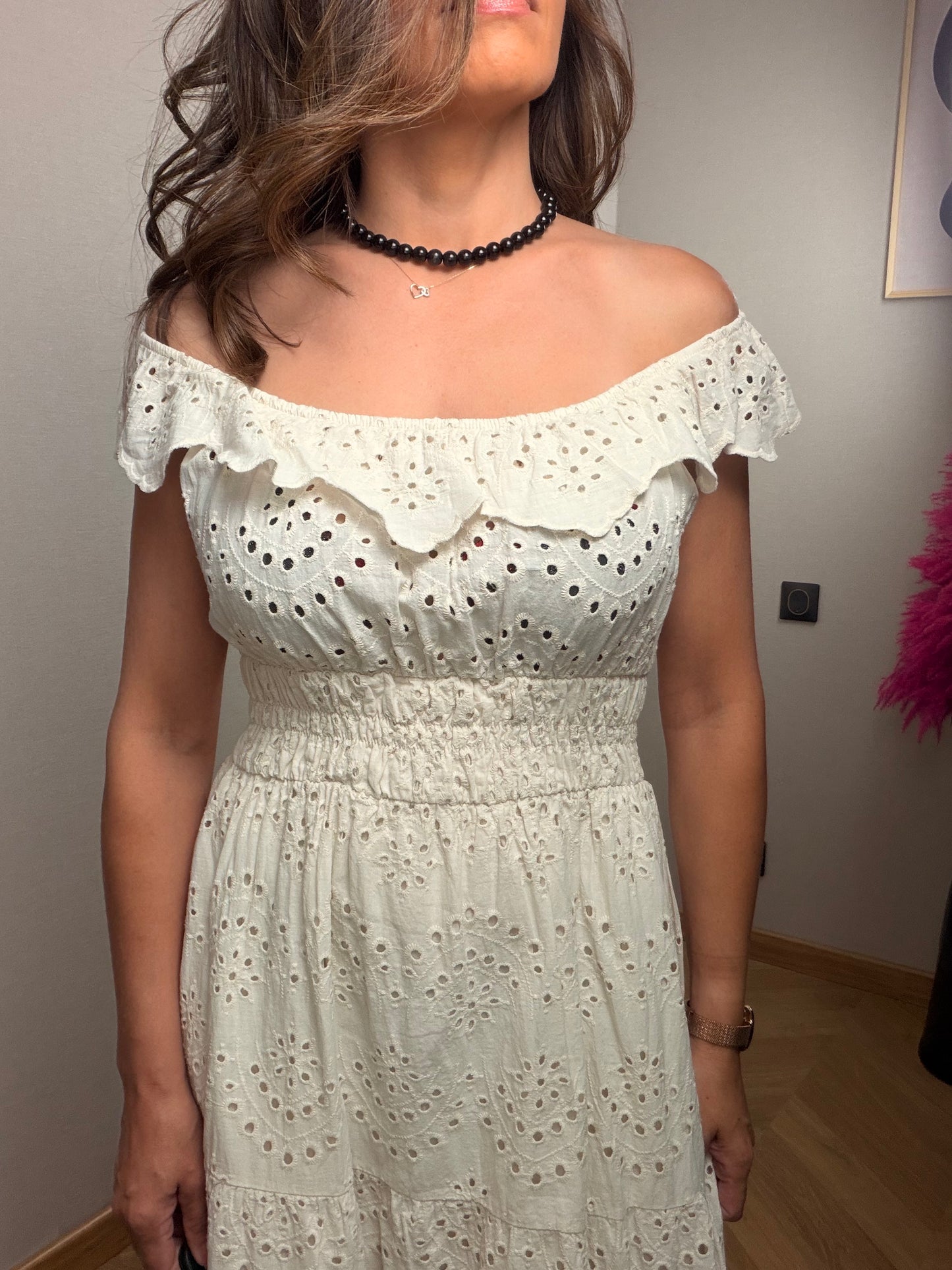 Robe longue écru broderie MARBELLA